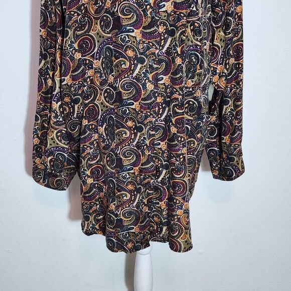 Jane Ashley Multi-Color Paisley Silk Button Down Blouse NWT Size Large - Picture 4 of 10